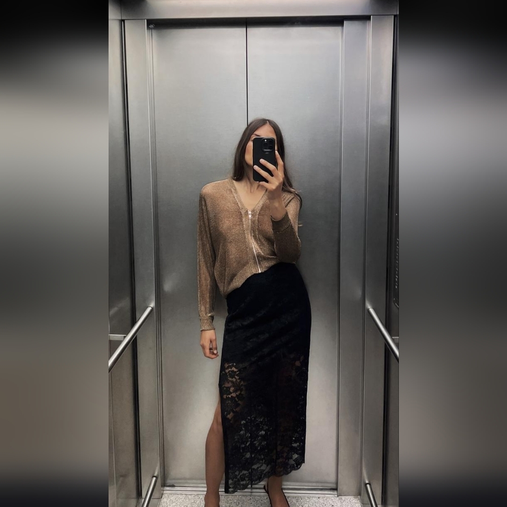 Zara Metallic Brown Bomber Jacket